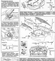 Регулировка капота, снятие бампера